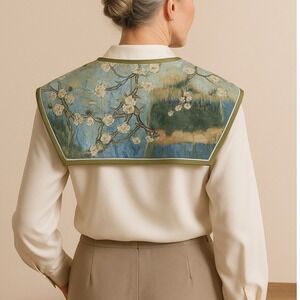 New Art Print Detachable Collar Neck Scarf Van Gogh Almond Blossom Sailor Bib